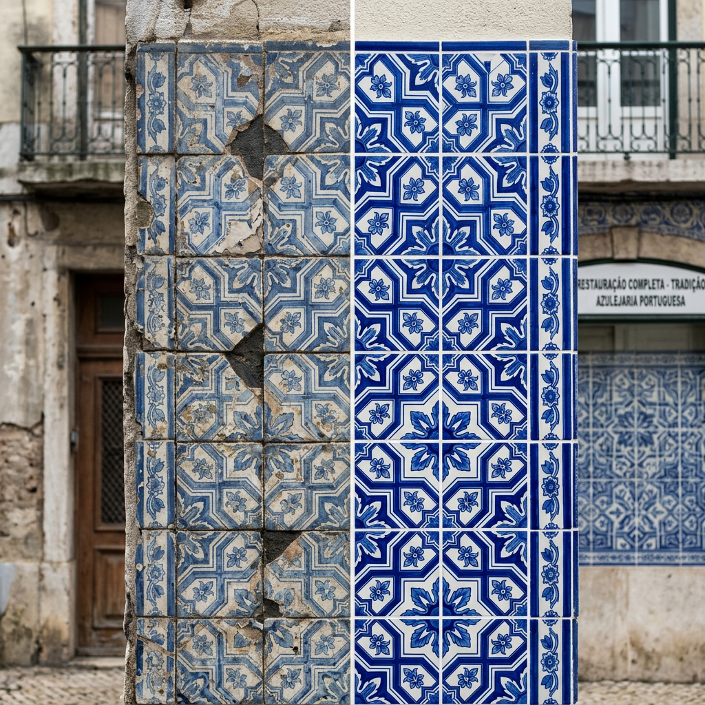 Azulejos portugueses tradicionais - antes e depois da restauração