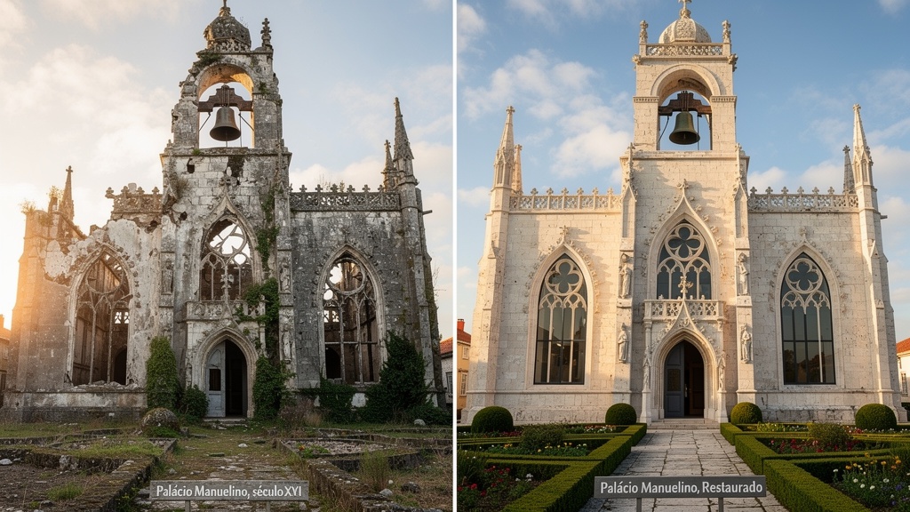 Palácio manuelino do século XVI - antes e depois da restauração
